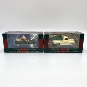 2 2000 Maisto Die Cast Metal Volkswagen Beetle Ford Truck Christmas Ornaments